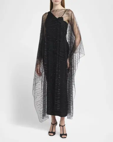 Giorgio Armani Crystal Embellished Sheer Long Cape | Thumbnail 2