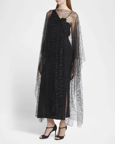 Giorgio Armani Crystal Embellished Sheer Long Cape | Thumbnail 4