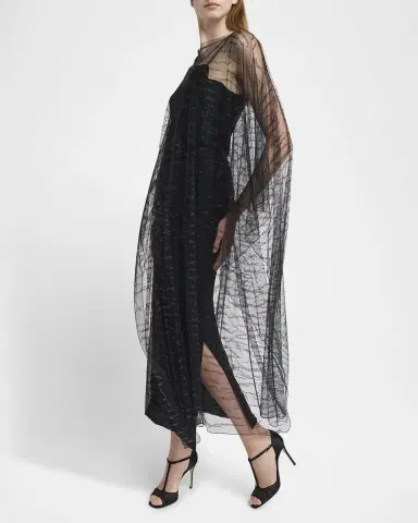 Giorgio Armani Crystal Embellished Sheer Long Cape | Thumbnail 5
