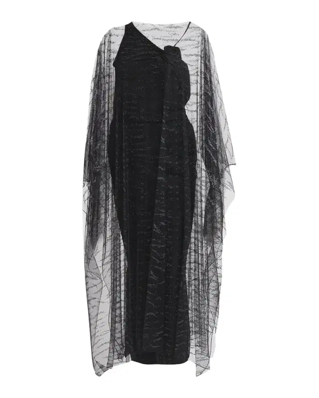 Giorgio Armani Crystal Embellished Sheer Long Cape
