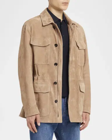 Brioni Men's Suede Field Jacket | Thumbnail 4 Brioni Men's Suede Field Jacket | Thumbnail 4