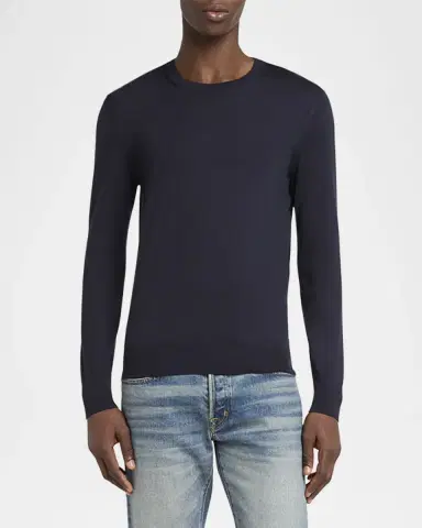 Tom Ford Men's Fine Gauge Wool Crewneck Sweater | Thumbnail 2 Tom Ford Men's Fine Gauge Wool Crewneck Sweater | Thumbnail 2