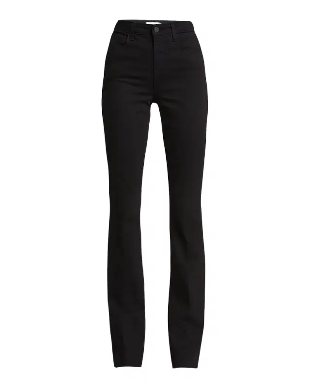 L 'Agence Ruth High-Rise Straight Jeans w/ Raw Hem