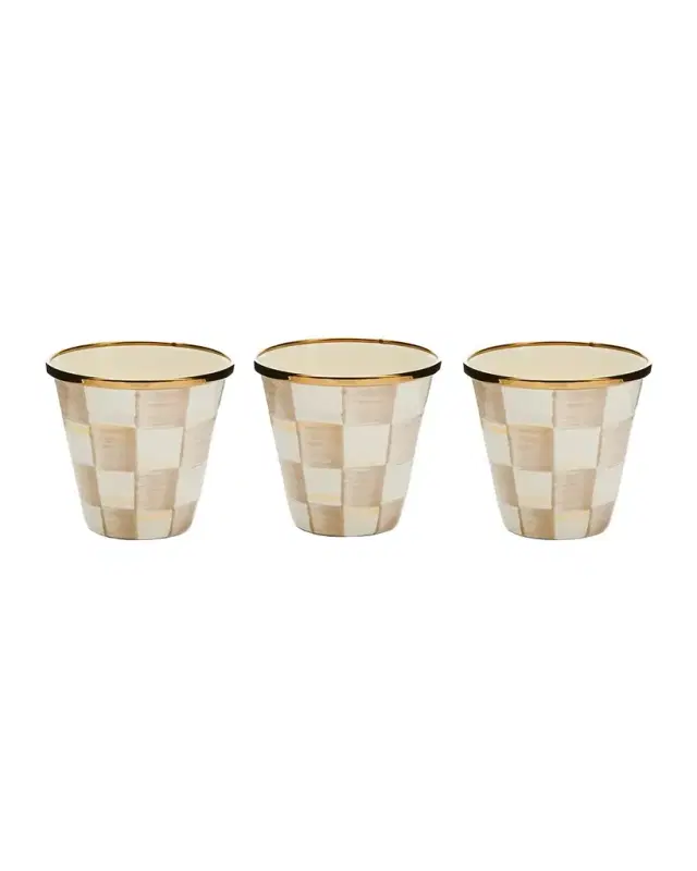 MacKenzie-Childs Mocha Check Herb Pots, Set of 3