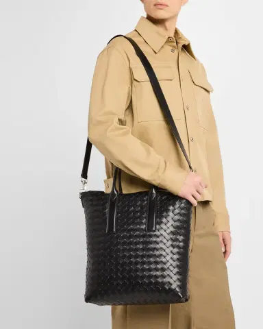 Bottega Veneta Men 's Intrecciato Zip North-South Tote Bag | Thumbnail 2