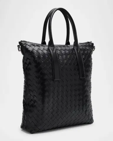 Bottega Veneta Men 's Intrecciato Zip North-South Tote Bag | Thumbnail 3