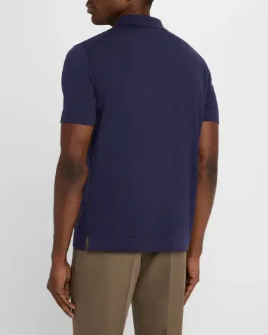 Brioni Men's Cotton-Silk Johnny Collar Polo Sweater | Thumbnail 2 Brioni Men's Cotton-Silk Johnny Collar Polo Sweater | Thumbnail 2