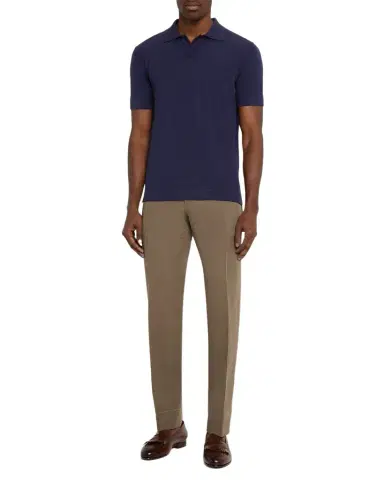 Brioni Men's Cotton-Silk Johnny Collar Polo Sweater | Thumbnail 1 Brioni Men's Cotton-Silk Johnny Collar Polo Sweater | Thumbnail 1