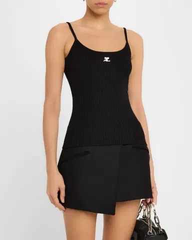 Courreges Logo Ribbed Knit Tank Top | Thumbnail 4