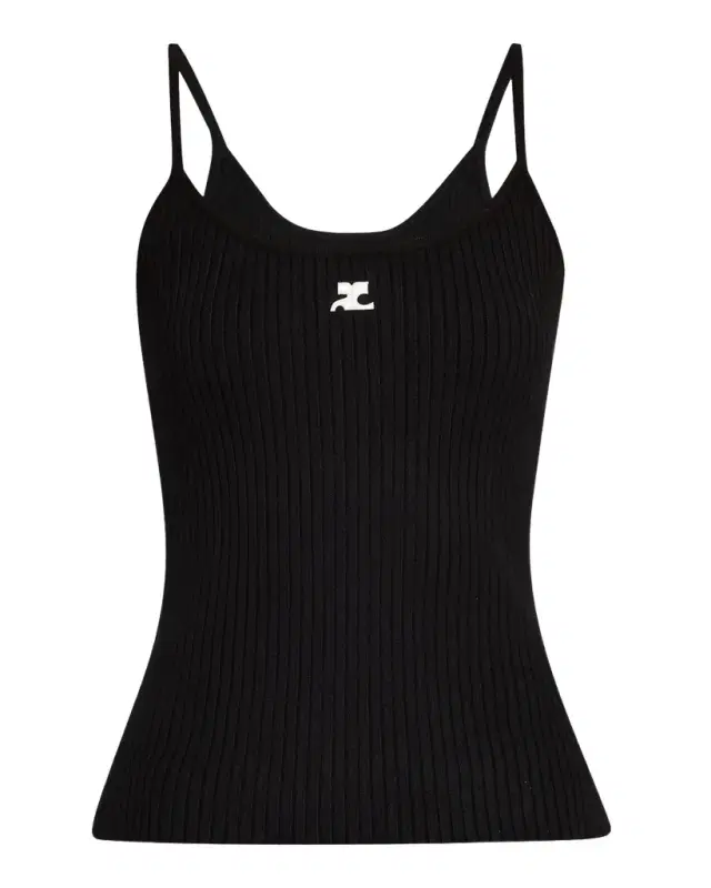 Courreges Logo Ribbed Knit Tank Top