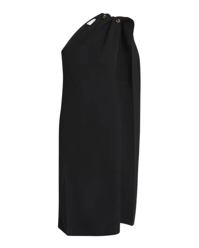 One-Shoulder Drape Slit Dress