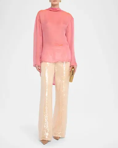 Giorgio Armani Iridescent Chiffon Cowl Backless Tunic | Thumbnail 2