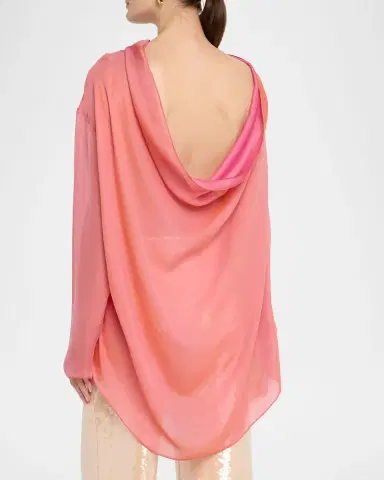 Giorgio Armani Iridescent Chiffon Cowl Backless Tunic | Thumbnail 3