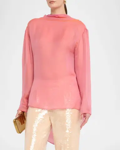 Giorgio Armani Iridescent Chiffon Cowl Backless Tunic | Thumbnail 4