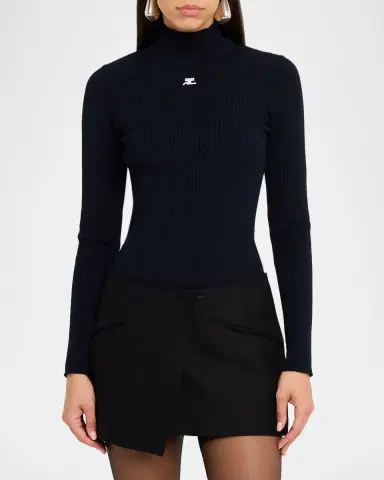 Courreges Turtleneck Long-Sleeve Rib Sweater | Thumbnail 4