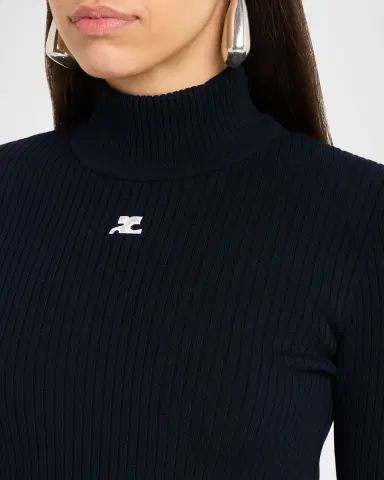 Courreges Turtleneck Long-Sleeve Rib Sweater | Thumbnail 5