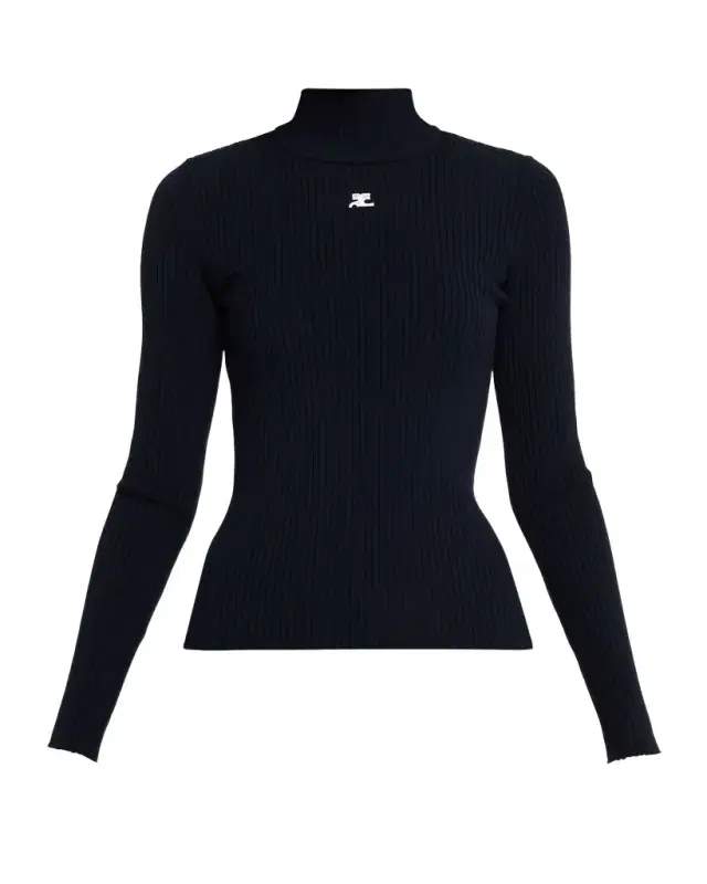 Turtleneck Long-Sleeve Rib Sweater