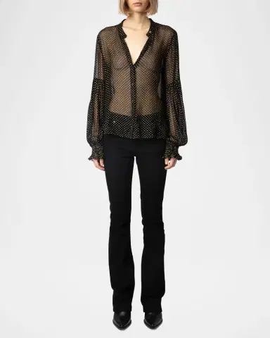 Zadig & Voltaire Tandy Mousseline Sparkle Sheer Blouse | Thumbnail 2
