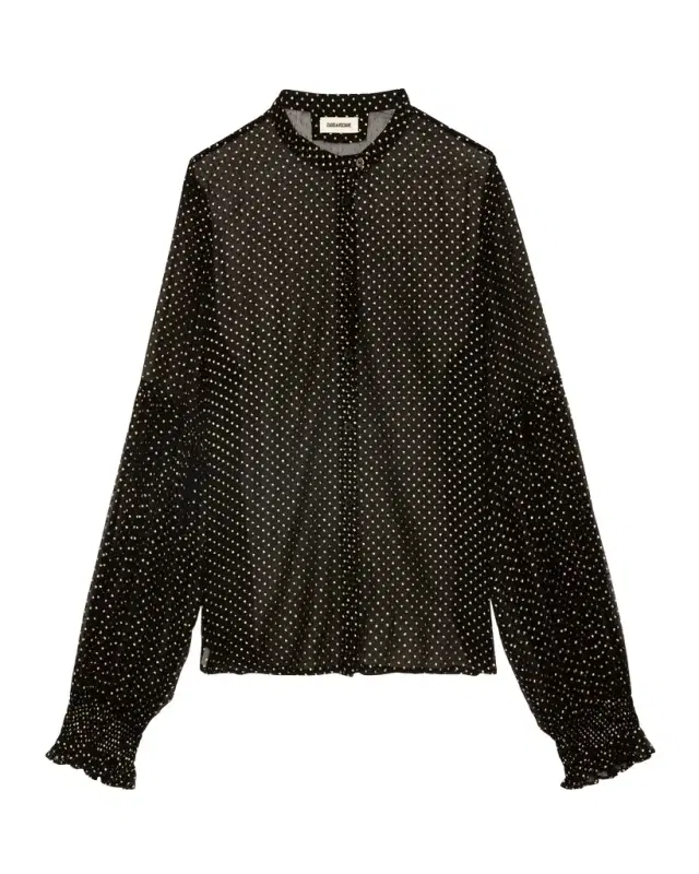 Zadig & Voltaire Tandy Mousseline Sparkle Sheer Blouse