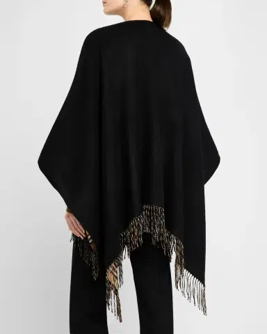 Burberry Vintage-Style Check Fringed Wool Cape | Thumbnail 3 Burberry Vintage-Style Check Fringed Wool Cape | Thumbnail 3