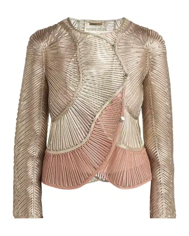 Giorgio Armani Metallic Soutache Two-Tone Leather Jacket | Thumbnail 1