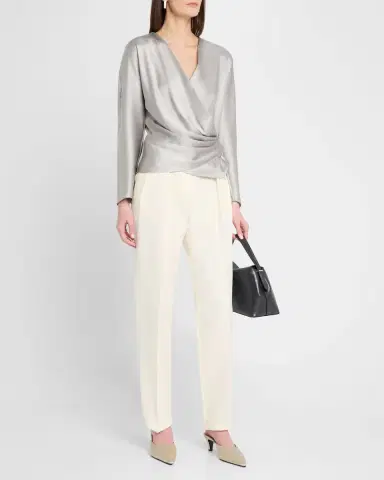 Giorgio Armani Pleated Cady Straight-Leg Tuxedo Trousers | Thumbnail 2 Giorgio Armani Pleated Cady Straight-Leg Tuxedo Trousers | Thumbnail 2