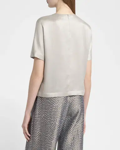 Giorgio Armani Cupro Short-Sleeve Blouse | Thumbnail 3 Giorgio Armani Cupro Short-Sleeve Blouse | Thumbnail 3