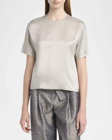 Giorgio Armani Cupro Short-Sleeve Blouse | Thumbnail 4 Giorgio Armani Cupro Short-Sleeve Blouse | Thumbnail 4