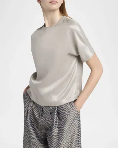 Giorgio Armani Cupro Short-Sleeve Blouse | Thumbnail 5 Giorgio Armani Cupro Short-Sleeve Blouse | Thumbnail 5