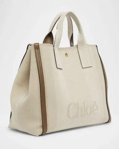 Chloé Large Carry Tote Bag in Jacquard Canvas | Thumbnail 3 Chloé Large Carry Tote Bag in Jacquard Canvas | Thumbnail 3