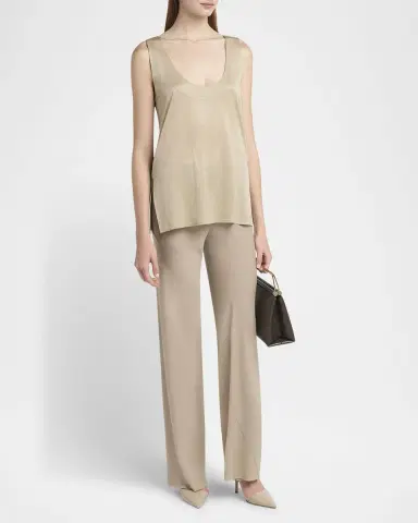 Giorgio Armani Chain-Necklace Scoop-Neck Shiny Viscose Jersey Tank Top | Thumbnail 2 Giorgio Armani Chain-Necklace Scoop-Neck Shiny Viscose Jersey Tank Top | Thumbnail 2