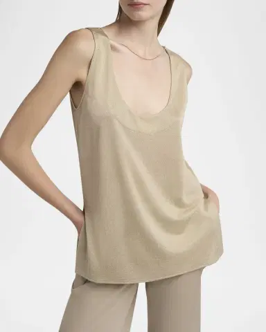 Giorgio Armani Chain-Necklace Scoop-Neck Shiny Viscose Jersey Tank Top | Thumbnail 5 Giorgio Armani Chain-Necklace Scoop-Neck Shiny Viscose Jersey Tank Top | Thumbnail 5