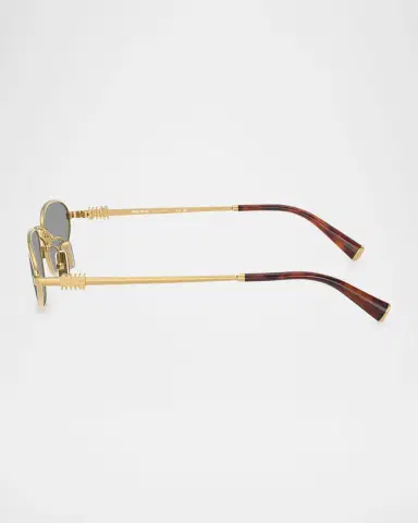 Miu Miu Logo Metal Oval Sunglasses | Thumbnail 2