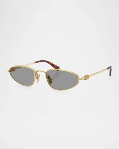 Miu Miu Logo Metal Oval Sunglasses | Thumbnail 3