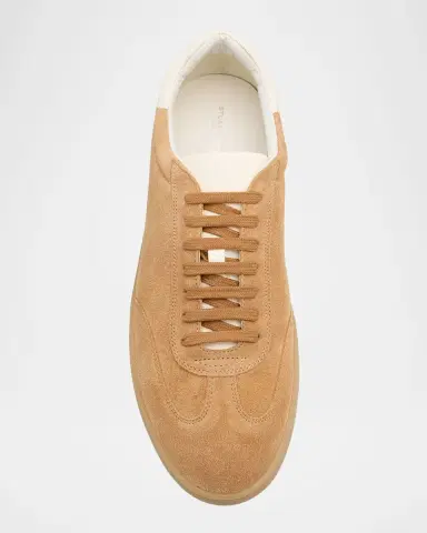 Stuart Weitzman Men 's Banner Suede Wingtip-Toe Low-Top Sneakers | Thumbnail 4 Stuart Weitzman Men 's Banner Suede Wingtip-Toe Low-Top Sneakers | Thumbnail 4