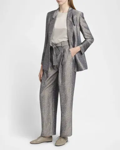 Giorgio Armani Animalier Silk Jacquard Single-Breasted Blazer Jacket | Thumbnail 2