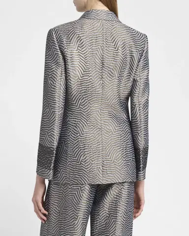 Giorgio Armani Animalier Silk Jacquard Single-Breasted Blazer Jacket | Thumbnail 3