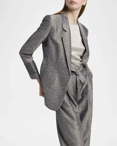 Giorgio Armani Animalier Silk Jacquard Single-Breasted Blazer Jacket | Thumbnail 5