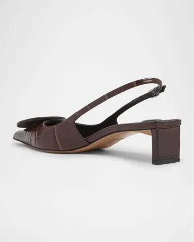 Jacquemus Croc-Embossed Leather Slingback Pumps | Thumbnail 3