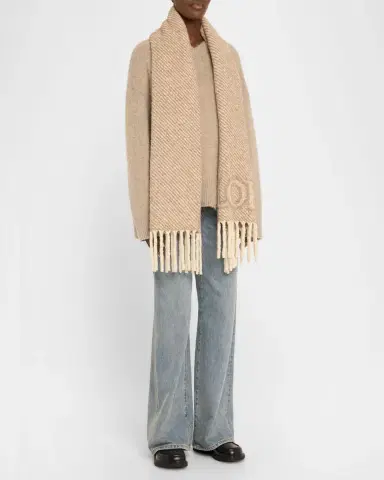 Loewe Logo Fringe Wool-Blend Scarf | Thumbnail 2 Loewe Logo Fringe Wool-Blend Scarf | Thumbnail 2