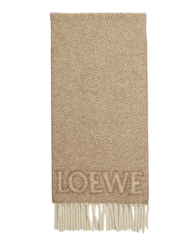 Loewe Logo Fringe Wool-Blend Scarf
