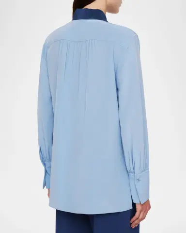 Joseph Evora Colorblock-Print Point-Collar Silk Blouse | Thumbnail 2