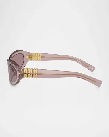 Miu Miu 14ZSF Logo Oval Acetate Sunglasses | Thumbnail 2 Miu Miu 14ZSF Logo Oval Acetate Sunglasses | Thumbnail 2