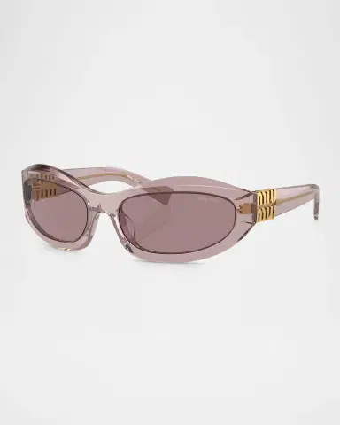 Miu Miu 14ZSF Logo Oval Acetate Sunglasses | Thumbnail 3 Miu Miu 14ZSF Logo Oval Acetate Sunglasses | Thumbnail 3