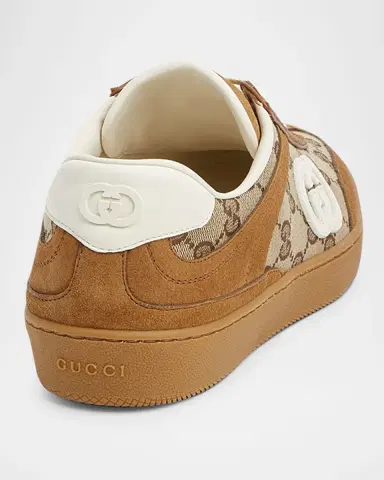 Gucci G75 Suede and Leather GG Sneakers | Thumbnail 4 Gucci G75 Suede and Leather GG Sneakers | Thumbnail 4