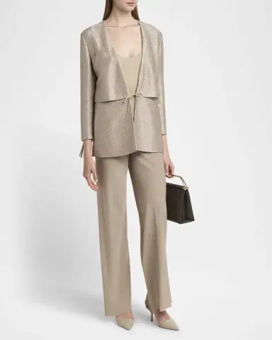 Giorgio Armani Shiny Raffia Jersey Jacquard Tie Jacket | Thumbnail 2 Giorgio Armani Shiny Raffia Jersey Jacquard Tie Jacket | Thumbnail 2
