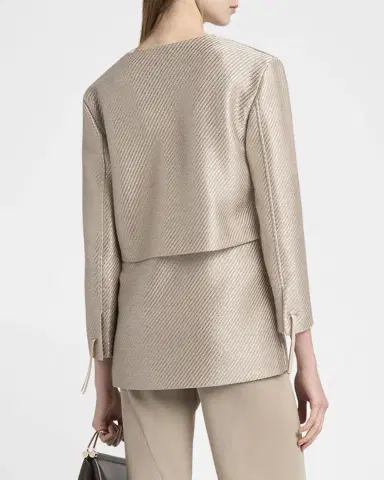 Giorgio Armani Shiny Raffia Jersey Jacquard Tie Jacket | Thumbnail 3 Giorgio Armani Shiny Raffia Jersey Jacquard Tie Jacket | Thumbnail 3