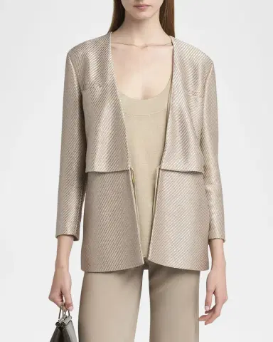 Giorgio Armani Shiny Raffia Jersey Jacquard Tie Jacket | Thumbnail 4 Giorgio Armani Shiny Raffia Jersey Jacquard Tie Jacket | Thumbnail 4