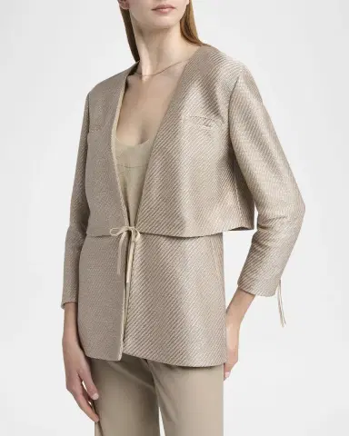 Giorgio Armani Shiny Raffia Jersey Jacquard Tie Jacket | Thumbnail 5 Giorgio Armani Shiny Raffia Jersey Jacquard Tie Jacket | Thumbnail 5