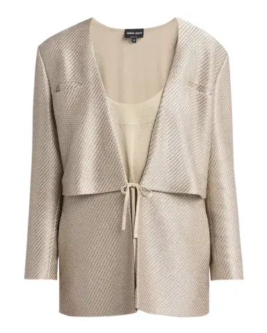 Giorgio Armani Shiny Raffia Jersey Jacquard Tie Jacket | Thumbnail 1 Giorgio Armani Shiny Raffia Jersey Jacquard Tie Jacket | Thumbnail 1